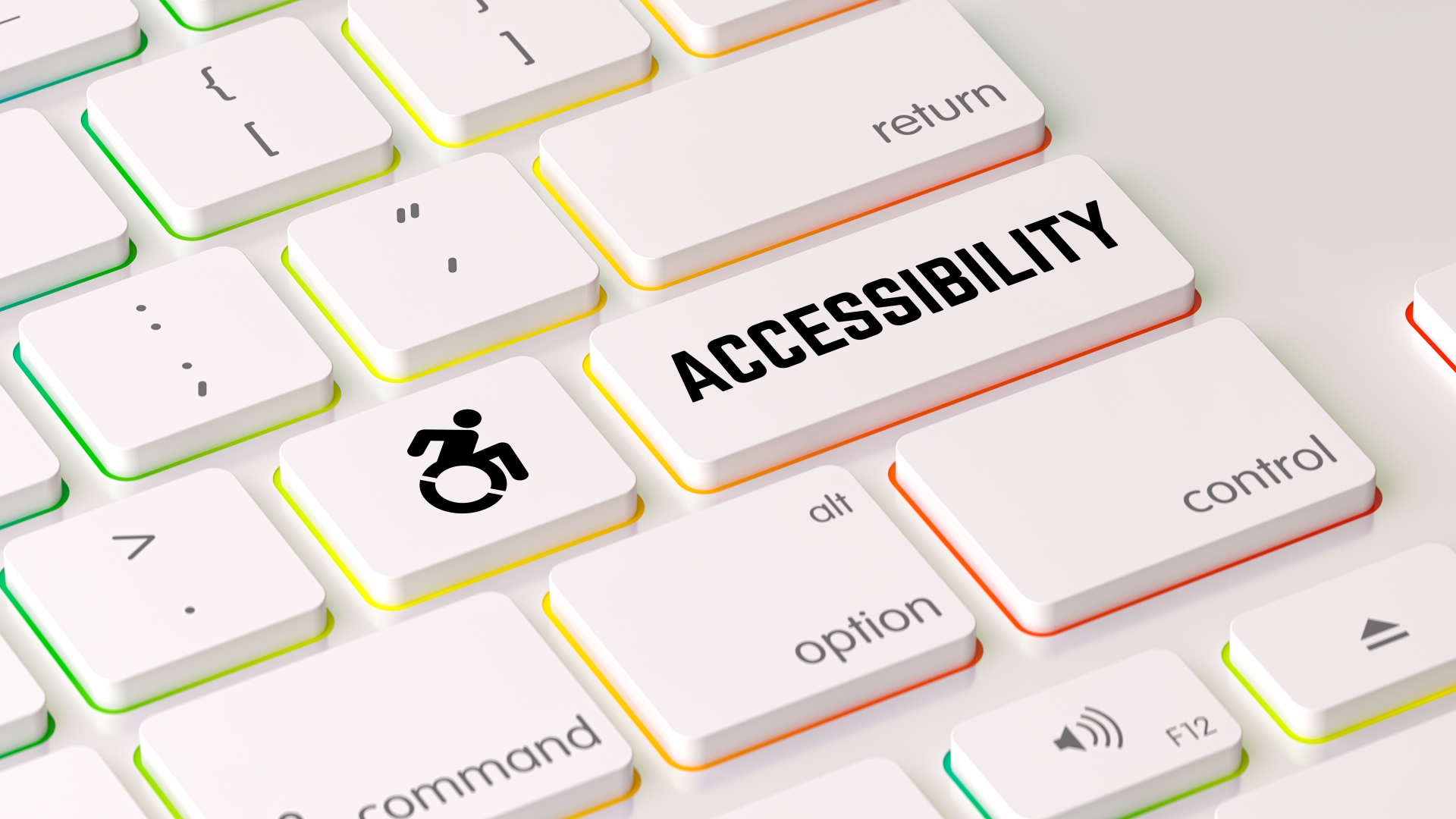 Ett tangentbord till en dator, där en av knapparna har texten Accessibility