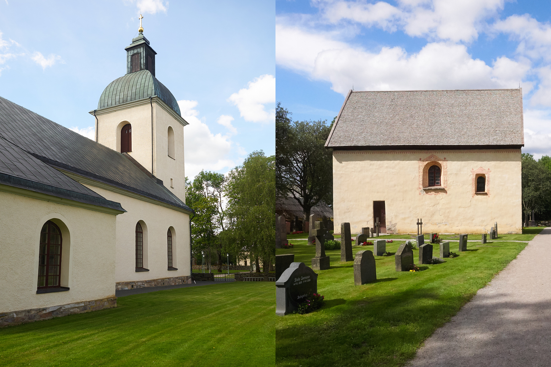 Kollage med kyrkorna i Dädesjö församling.