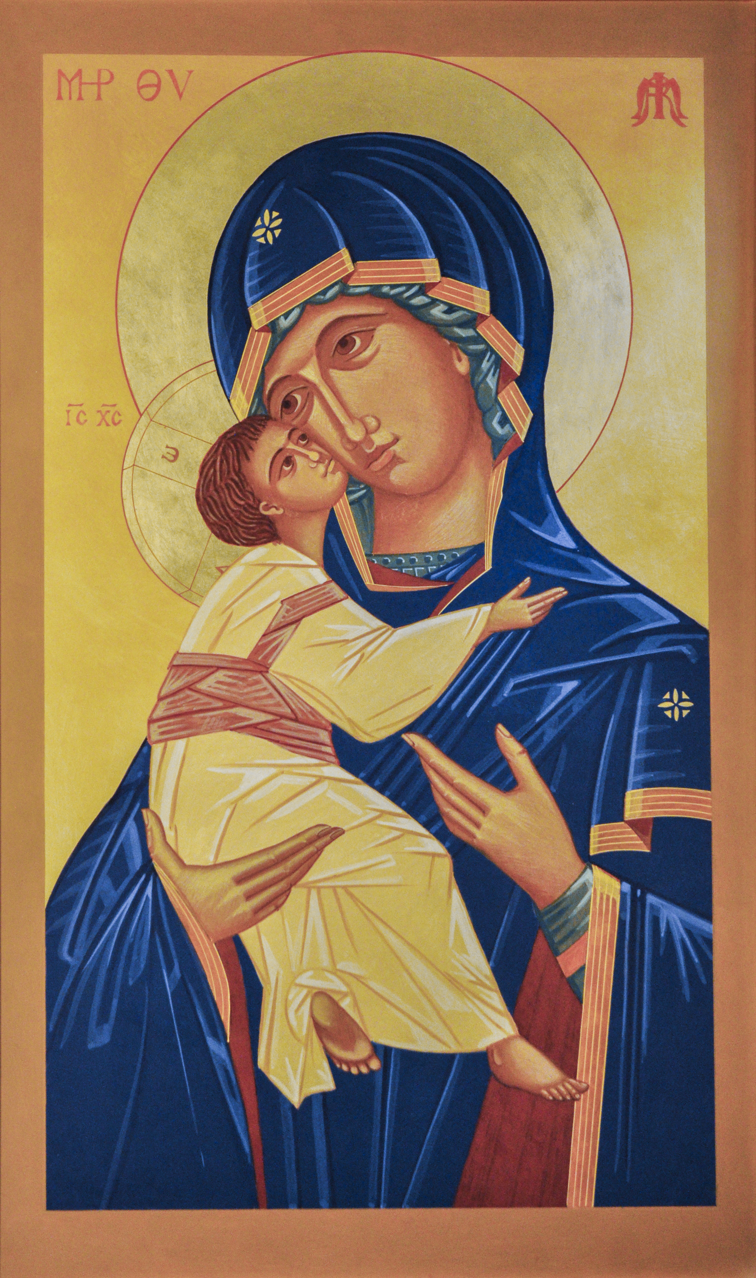 Målad ikonbild av Maria och Jesusbarnet.